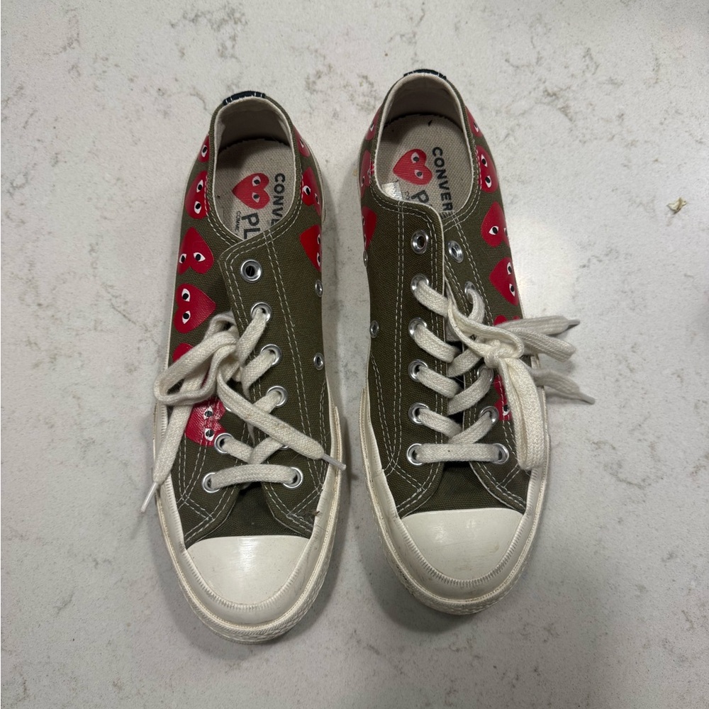 Comme des Garcons Olive and Red Sneakers
